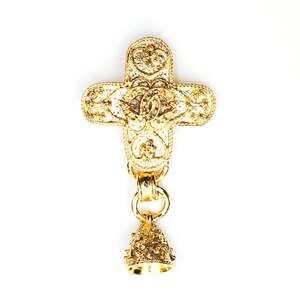 CHANEL Coco Mark Cross Bell Brooch Gold eit1029